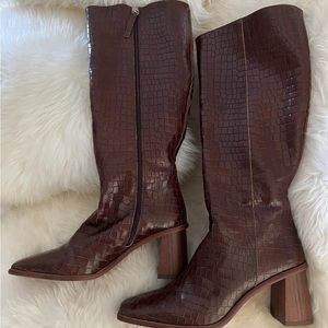 Alohas Tall Brown Boots East Croco Brown